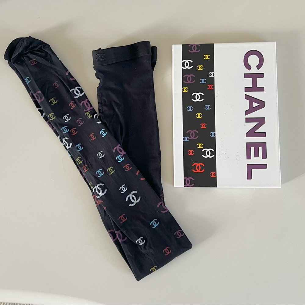 Authentic Vintage Chanel Logo Tights Stockings